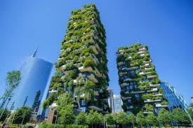 A building that incorporates greenspace into its design, limiting its effect on the environment.